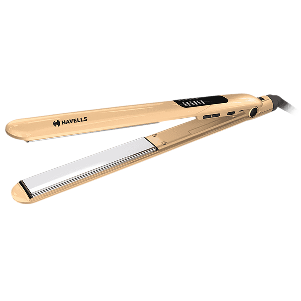 HAVELLS Hair Straightener with 6 Temperature Settings Titanium Coated Plates Gold